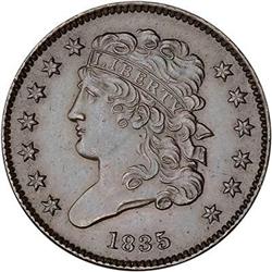 1835 Classic Head Half Cent. AU55