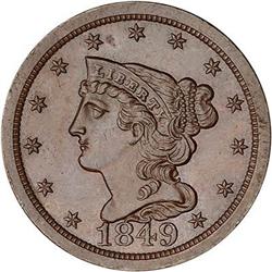 1849 Coronet Head Half Cent. MS60