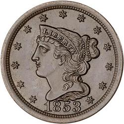 1853 Coronet Head Half Cent. MS62