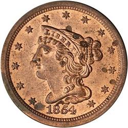 1854 Coronet Head Half Cent. MS63
