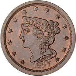 1857 Coronet Head Half Cent. MS63