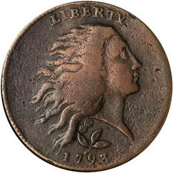 1793 Flowing Hair 1C Wreath rev. ANACS F12