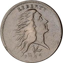 1793 Flowing Hair Cent. Wreath reverse. VF20