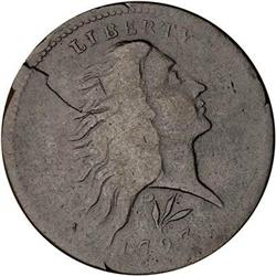 1793 Flowing Hair Cent. Wreath reverse. VG8