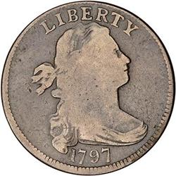 1797 Draped Bust Cent. Gripped edge. G6