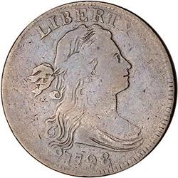 1798 Draped Bust Cent. Style I Hair, Sm 8. VG10