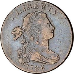 1798 Draped Bust Cent. Style II Hair, Sm 8. VF20