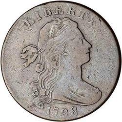 1798 Draped Bust Cent. Style II Hair, Sm 8. F12