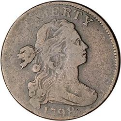 1798 Draped Bust Cent. Style II Hair, Lg 8. VG8