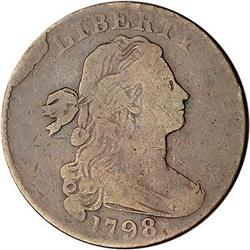 1798 Draped Bust Cent. Style II Hair, Sm 8. VG8