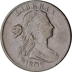 1802 Draped Bust Cent. Stemless wreath. F15
