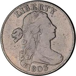 1803 Draped Bust Cent. Mumps Obverse. VG10