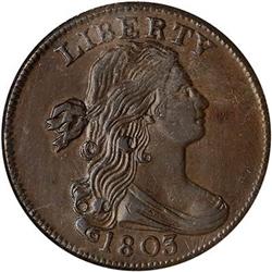 1803 L1C S-255 R1 NGC graded AU55 Brown