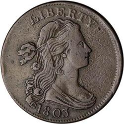 1803 Draped Bust Cent. Sm date, sm fraction. VF20