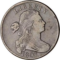 1803 Draped Bust Cent. Sm date, lg fraction. F15