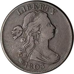 1803 Draped Bust Cent. 100/000. F12