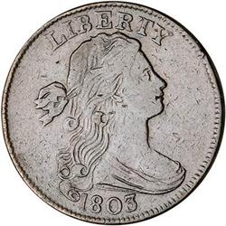 1803 Draped Bust Cent. Stemless Wreath. VF25