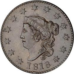 1818 Coronet Head Cent. EF45