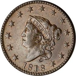 1818 Coronet Head Cent. EF40