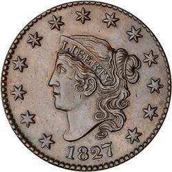 1827 Coronet Head Cent. AU50