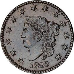 1828 Coronet Head Cent. AU55