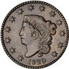 Image 1 : 1829 Coronet Head Cent. Lg Letters Reverse. AU50