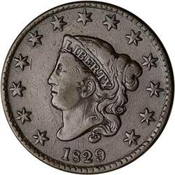 1829 Coronet Head Cent. Sm Letters Reverse. F15