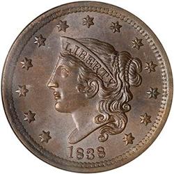 1838 Coronet Head Cent NGC MS64 RB