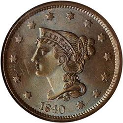 1840 Large Cent N-6 R1 NGC MS66 BN