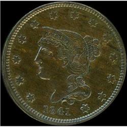 1841 Coronet Head Cent. VF35
