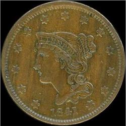 1841 Coronet Head Cent. VF25