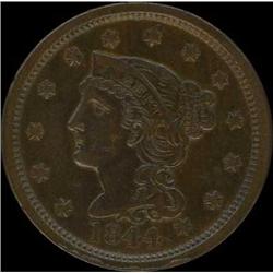 1844 Coronet Head Cent. EF40