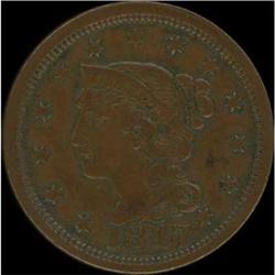 1847 Coronet Head Cent. VF35