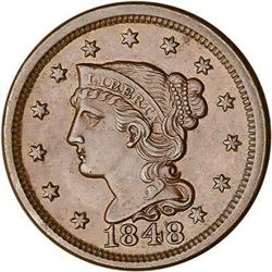 1848 Coronet Head Cent. EF45