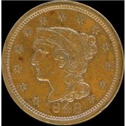 1848 Coronet Head Cent. EF40