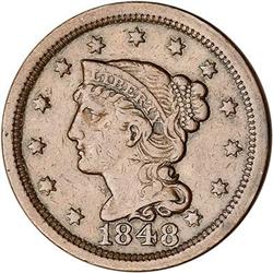 1848 Coronet Head Cent. F12