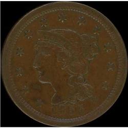 1855 Coronet Head Cent. VF20