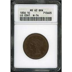 1856 Coronet Head Cent. ANACS MS62