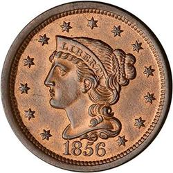 1856 Coronet Head Cent. MS62