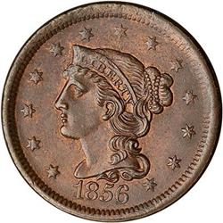 1856 Coronet Head Cent. MS60