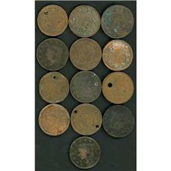 13 Lg Cents, 1817-1854, Poor-Fair