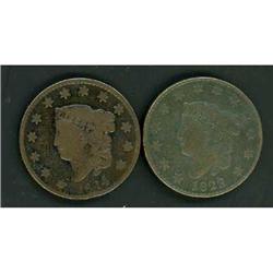 2 Overdate Lg Cents, 1823/2 and 1824/2