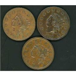 3 Middle Date Cents, 1833-1838