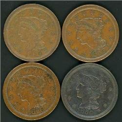 4 1850 Cents, all VF25