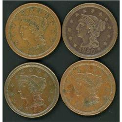 4 1850 Cents, all VF30