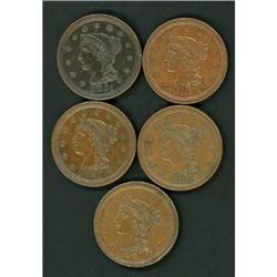 5 1851 Cents, VF30 to EF40
