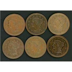 6 1851 Cents, all VF25
