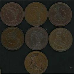 7 1852 Cents, all VF20