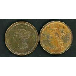 Pair of Late Date Cents, 1853 & 1856.