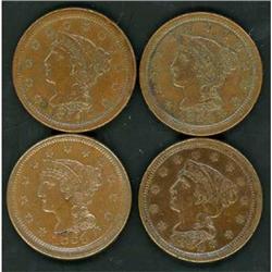 4 1854 Cents, all EF40